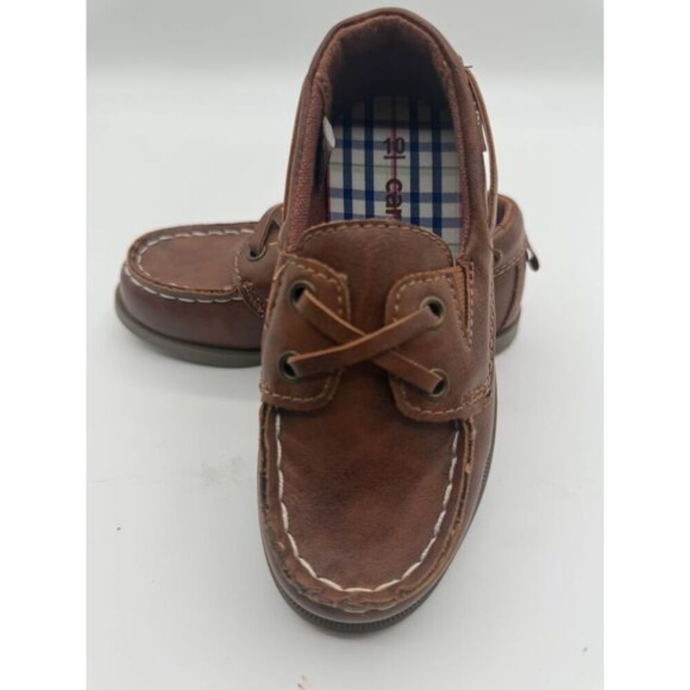Carter's Brown Leather Boat Shoes Toddler Boys Casual Loafers Slip-On Deck Shoes